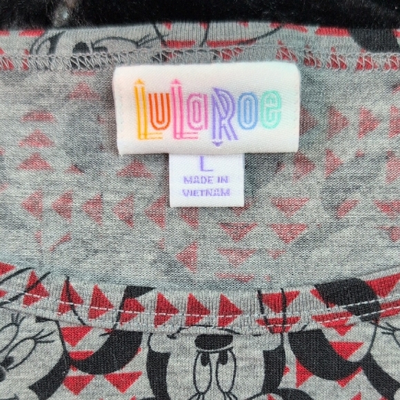 LuLaRoe Red and Black Relaxed Tunic with 3/4 Sleeves. Minnie Mouse Nwot - Picture 7 of 8